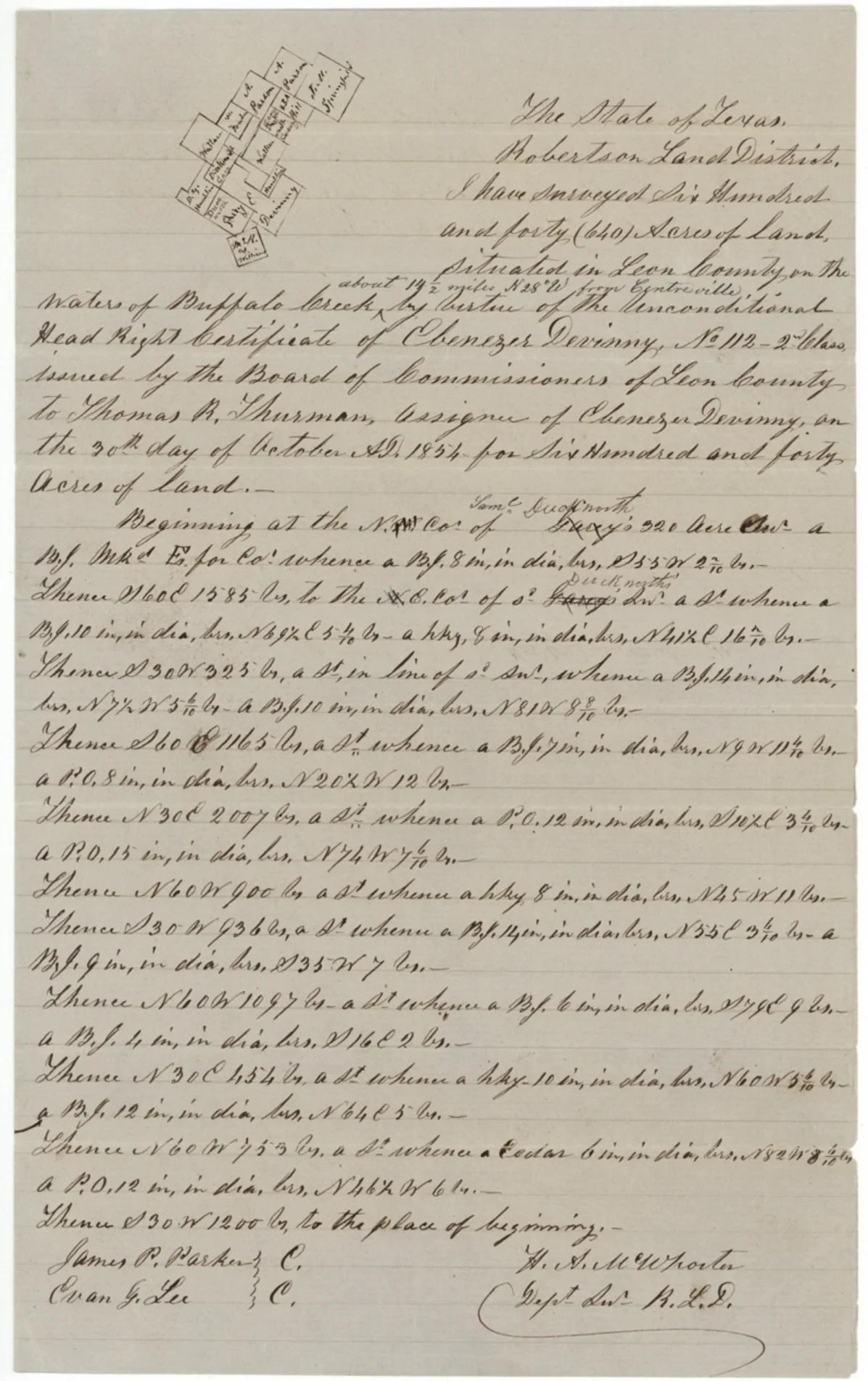 Ebenezer Devinney Survey, Abstract A-228 (Leon County Survey Plat & Field Notes)